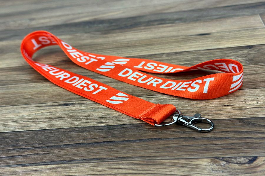 oranje lanyards voor stad Diest gemaakt van gerecycleerde PET flessen